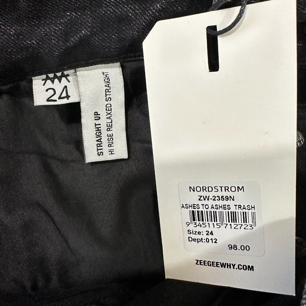 ZGY Denim Size 24 Straight Up Hi Rise Relaxed Straight Jeans Black Distressed - Picture 6 of 7